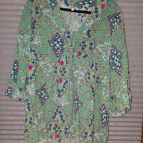 Rachel Zoe Tops - Rachel Zoe Vibrant Green Floral Blouse